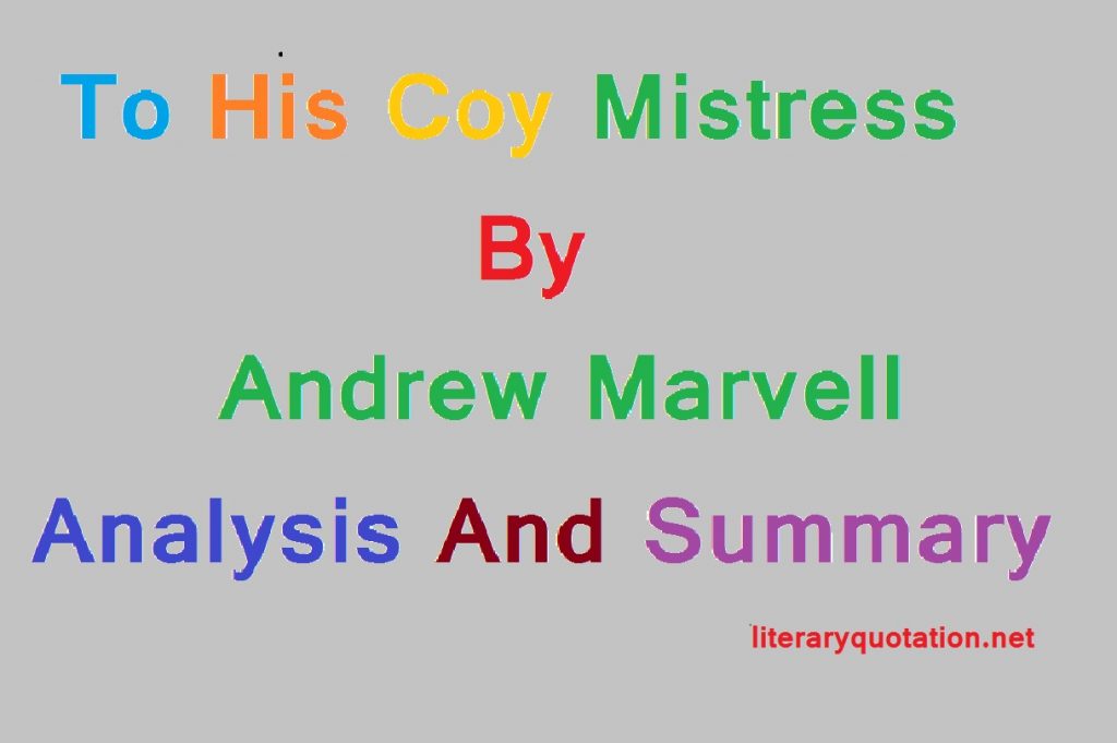 To His Coy Mistress Analysis 