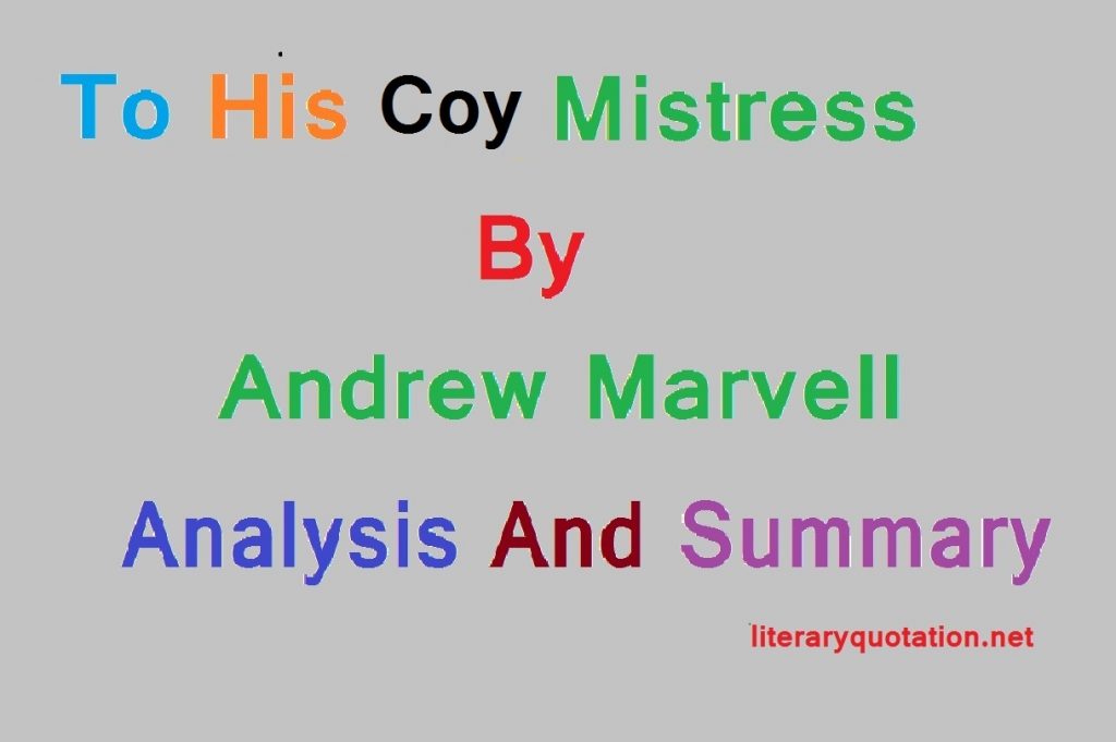 to his coy mistress analysis